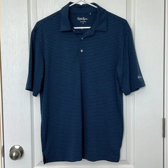 Walter Hagen Essentials Mens Golf Polo Performance Top Size Small Navy Stripe - Picture 1 of 8